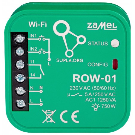 INTELIGENTNÝ PREPÍNAC ROW-01 Wi-Fi 230 V AC ZAMEL