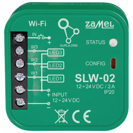 INTELIGENTNÝ OVLÁDAC OSVETLENIA LED SLW-02 Wi-Fi, 12 ... 24 V DC ZAMEL