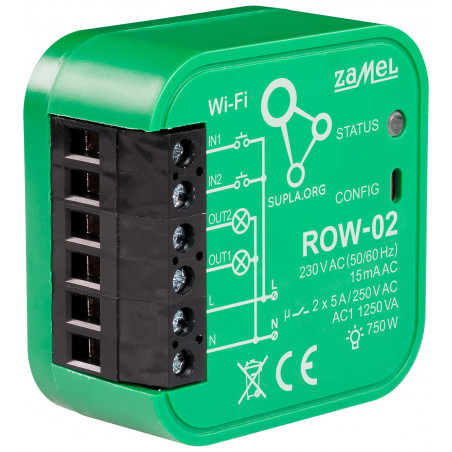 INTELIGENTNÝ PREPÍNAC ROW-02 Wi-Fi SUPLA 230 V AC ZAMEL