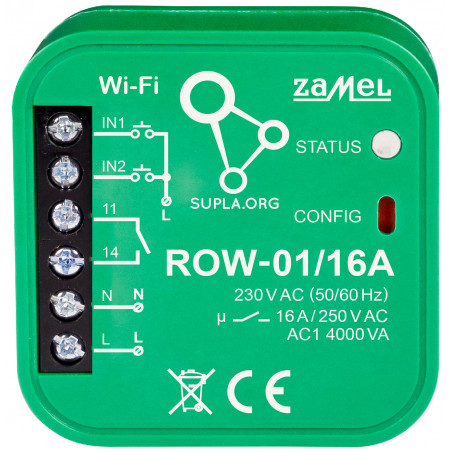 INTELIGENTNÝ PREPÍNAC ROW-01/16A Wi-Fi 230 V AC ZAMEL