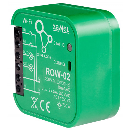 INTELIGENTNÝ PREPÍNAC ROW-02 Wi-Fi SUPLA 230 V AC ZAMEL